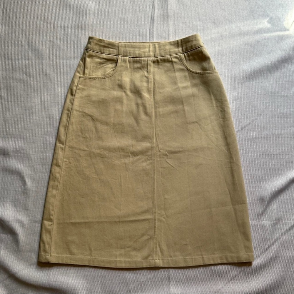 Tan Knee-Length Pencil Skirt with Cargo Style